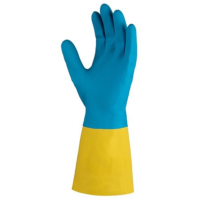 Перчатки химические неопреновые желто-голубые Jeta Safety JNE711 разм. 11/XXL/1 пара/12 пар/144 пары